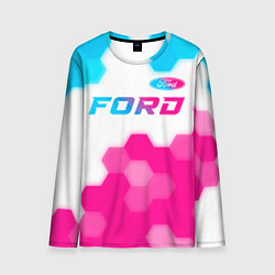 Лонгслив мужской Ford neon gradient style посередине, цвет: 3D-принт