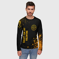 Лонгслив мужской Bullet For My Valentine - gold gradient вертикальн, цвет: 3D-принт — фото 2