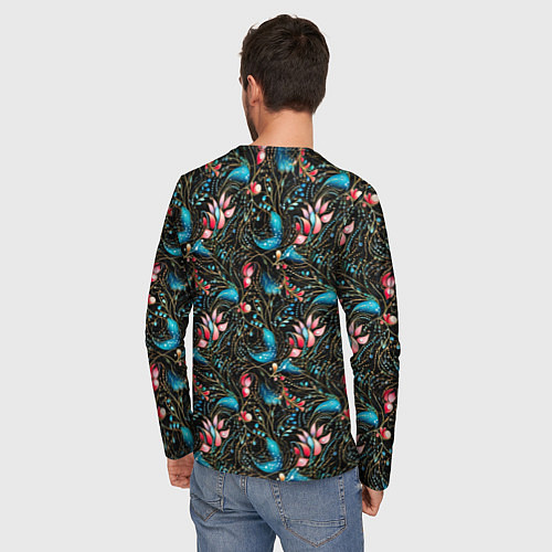 Мужской лонгслив Узор из страз на темном фоне / 3D-принт – фото 4
