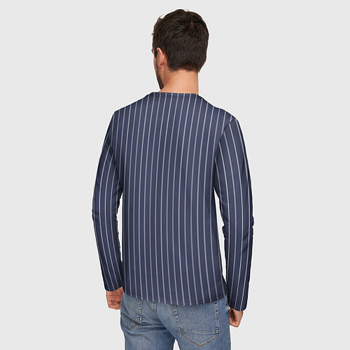 Мужской лонгслив Приглушённый синий в полоску / 3D-принт – фото 4