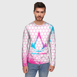 Лонгслив мужской Assassins Creed neon gradient style, цвет: 3D-принт — фото 2