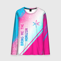 Мужской лонгслив Bring Me the Horizon neon gradient style вертикаль