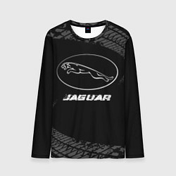 Лонгслив мужской Jaguar speed на темном фоне со следами шин, цвет: 3D-принт