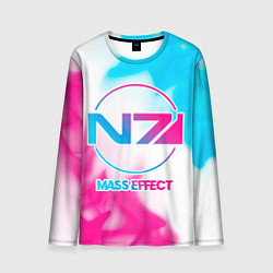 Лонгслив мужской Mass Effect neon gradient style, цвет: 3D-принт