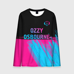 Лонгслив мужской Ozzy Osbourne - neon gradient посередине, цвет: 3D-принт