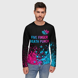 Лонгслив мужской Five Finger Death Punch - neon gradient посередине, цвет: 3D-принт — фото 2