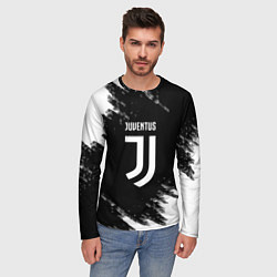 Лонгслив мужской Juventus спорт краски черно белый, цвет: 3D-принт — фото 2