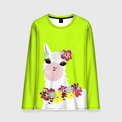 Лонгслив мужской Лама - альпака в венке, цвет: 3D-принт