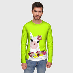 Лонгслив мужской Лама - альпака в венке, цвет: 3D-принт — фото 2