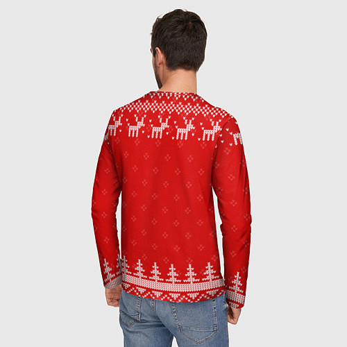 Мужской лонгслив Новогодний пилот: свитер с оленями / 3D-принт – фото 4