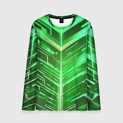 Лонгслив мужской Зелёные неон полосы киберпанк, цвет: 3D-принт