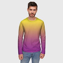 Лонгслив мужской Желто-фиолетовый градиент, цвет: 3D-принт — фото 2