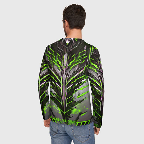 Мужской лонгслив Киберпанк доспех зелёный / 3D-принт – фото 4
