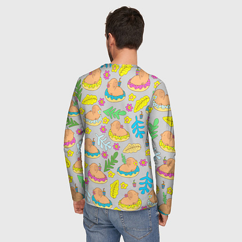 Мужской лонгслив Семья капибар на отдыхе / 3D-принт – фото 4