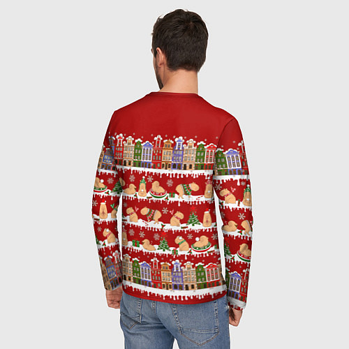 Мужской лонгслив Капибара на Новый год / 3D-принт – фото 4