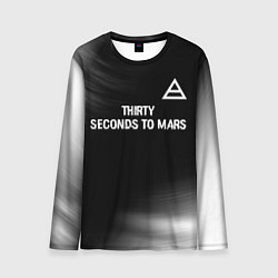 Лонгслив мужской Thirty Seconds to Mars glitch на темном фоне посер, цвет: 3D-принт
