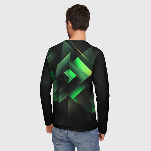 Мужской лонгслив Асимметричный узор зелени / 3D-принт – фото 4