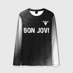 Лонгслив мужской Bon Jovi glitch на темном фоне посередине, цвет: 3D-принт