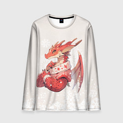 Лонгслив мужской Красный дракон в свитере, цвет: 3D-принт