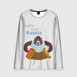Лонгслив мужской Вечеринка в России с медведем, цвет: 3D-принт