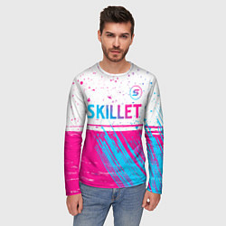 Лонгслив мужской Skillet neon gradient style посередине, цвет: 3D-принт — фото 2