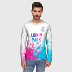 Лонгслив мужской Linkin Park neon gradient style посередине, цвет: 3D-принт — фото 2