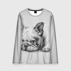 Лонгслив мужской Французский бульдог чб рисунок на стене, цвет: 3D-принт