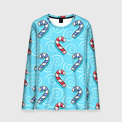 Мужской лонгслив Новогодний леденец трость