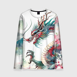 Лонгслив мужской Акварельный японский дракон, цвет: 3D-принт