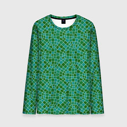Лонгслив мужской Зелёный мозаичный паттерн, цвет: 3D-принт