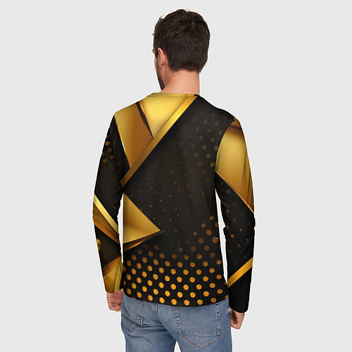 Мужской лонгслив Герб России на золотистой абстракции / 3D-принт – фото 4