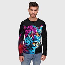 Лонгслив мужской Леопард в неоновых цветах, цвет: 3D-принт — фото 2