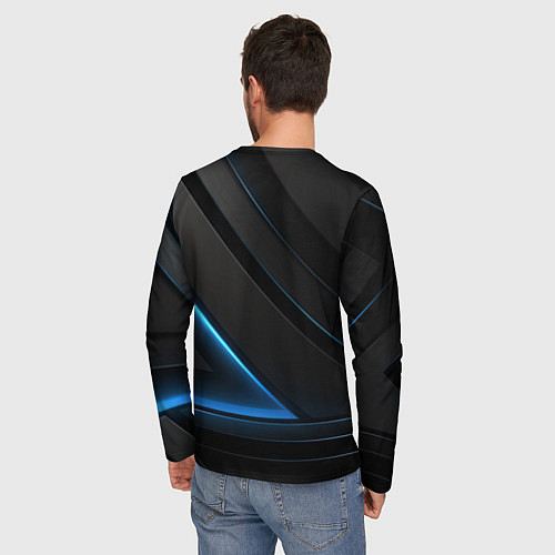 Мужской лонгслив Blue black neon / 3D-принт – фото 4