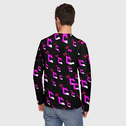 Мужской лонгслив JoJos Bizarre neon pattern logo / 3D-принт – фото 4