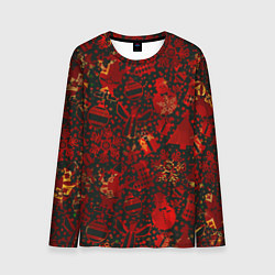 Лонгслив мужской Ёлочные игрушки и ёлки, цвет: 3D-принт