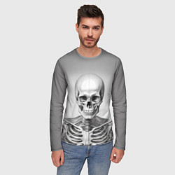 Лонгслив мужской Скелет черно белый, цвет: 3D-принт — фото 2