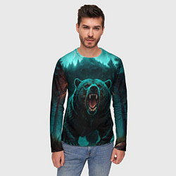 Лонгслив мужской Царь тайги - медведь молнии, цвет: 3D-принт — фото 2