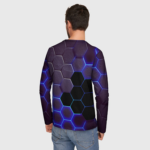 Мужской лонгслив BMW неоновые соты / 3D-принт – фото 4