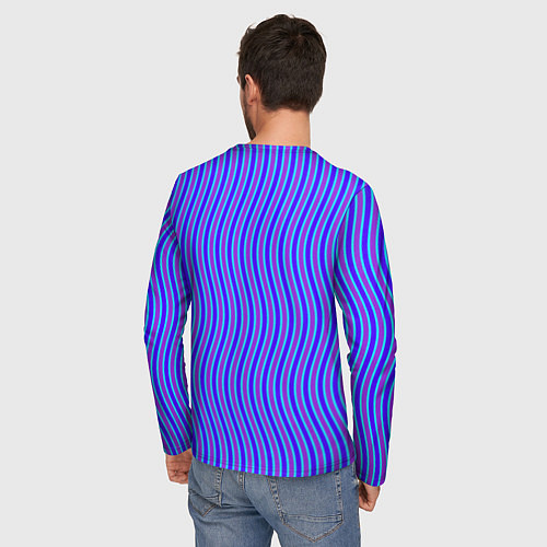 Мужской лонгслив Неоновые волнистые полосы / 3D-принт – фото 4