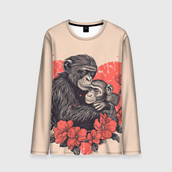 Лонгслив мужской Влюбленные обезьяны 14 февраля, цвет: 3D-принт