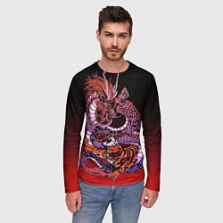 Лонгслив мужской Дракон и тигр в год дракона, цвет: 3D-принт — фото 2