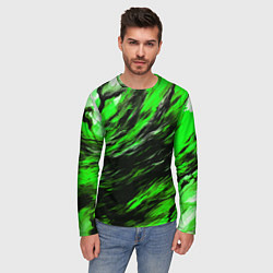 Лонгслив мужской Чёрная и зелёная буря, цвет: 3D-принт — фото 2