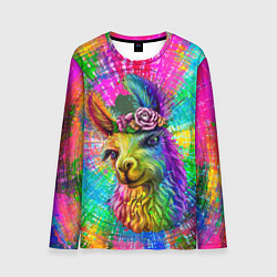Лонгслив мужской Цветная лама, цвет: 3D-принт