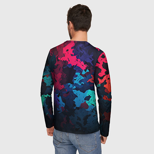 Мужской лонгслив GTA 6 logo яркий неоновый камуфляжный стиль / 3D-принт – фото 4