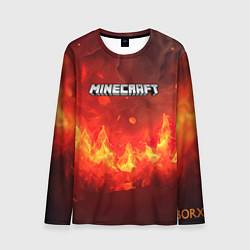 Лонгслив мужской Minecraft logo fire, цвет: 3D-принт