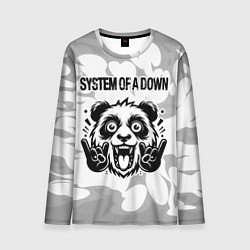 Мужской лонгслив System of a Down рок панда на светлом фоне