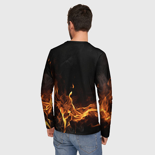 Мужской лонгслив Palworld логотип на черном фоне с огнем / 3D-принт – фото 4