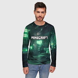 Лонгслив мужской Minecraft logo в стиле киберпанк, цвет: 3D-принт — фото 2