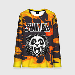 Лонгслив мужской Sum41 рок панда и огонь, цвет: 3D-принт