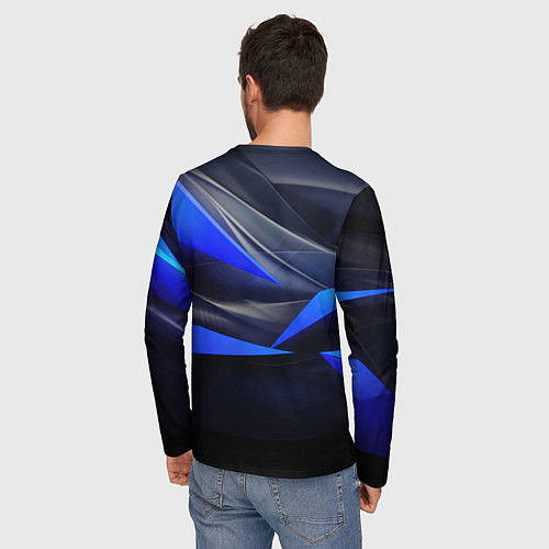 Мужской лонгслив Black and blue abstract background sport style / 3D-принт – фото 4